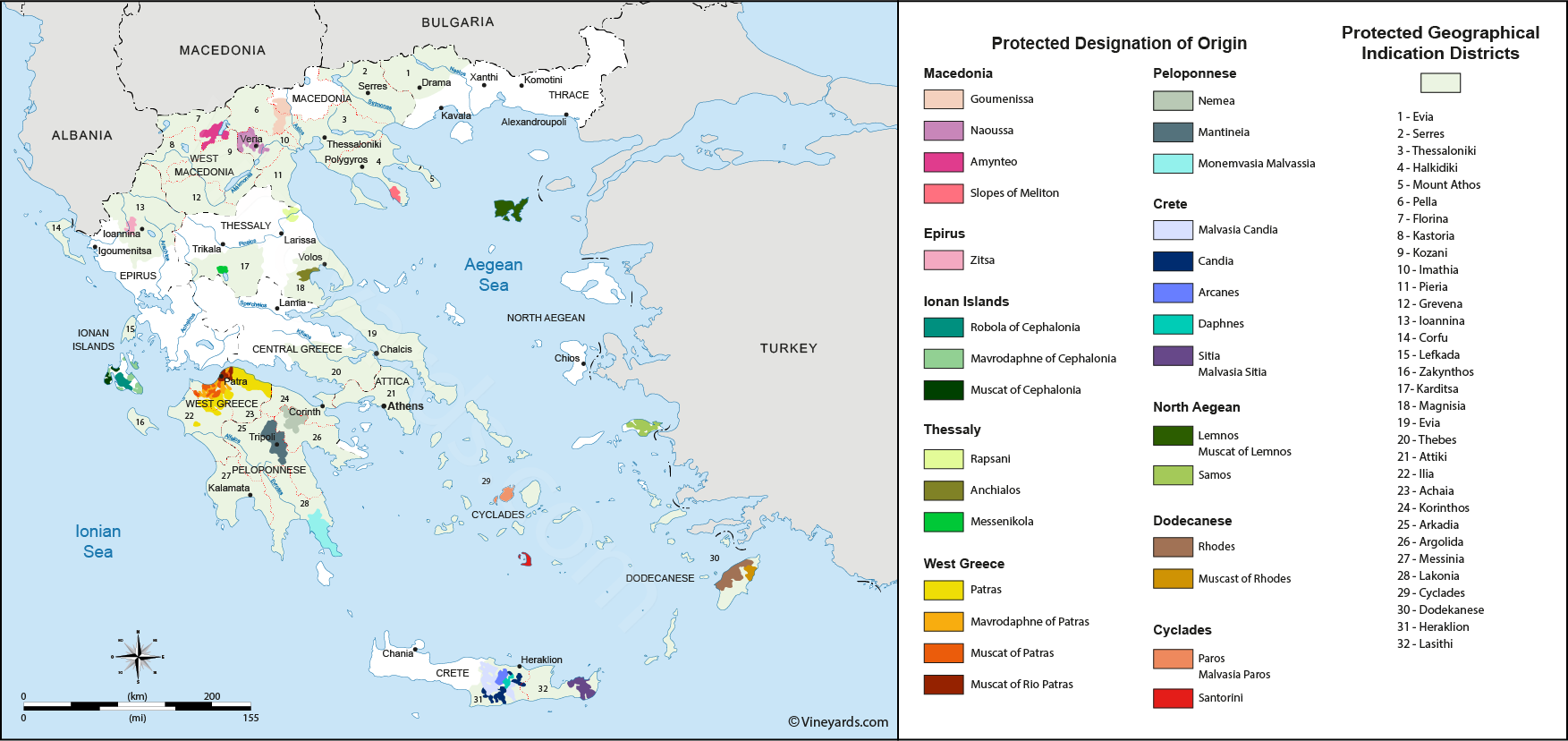 Greece Map Of Vineyards Wine Regions